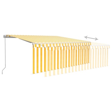 Copertină retractabilă manual cu stor&LED, galben&alb, 4x3 m - Img 4