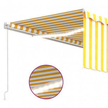 Copertină retractabilă manual cu stor&LED, galben&alb, 4x3 m - Img 7