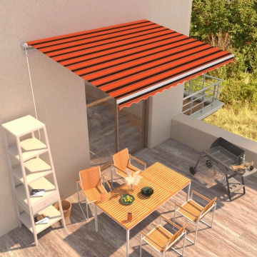Copertină retractabilă manual, portocaliu & maro, 400 x 300 cm - Img 1