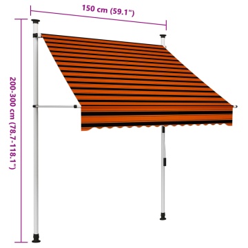 Copertină retractabilă manual, portocaliu și maro, 150 cm - Img 9