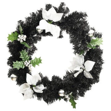 Coroniță de Crăciun cu becuri LED, negru, 60 cm, PVC - Img 3