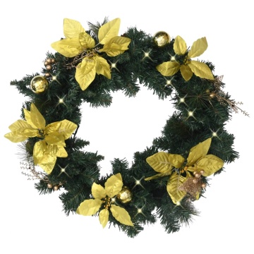 Coroniță de Crăciun cu becuri LED, verde, 60 cm, PVC - Img 1