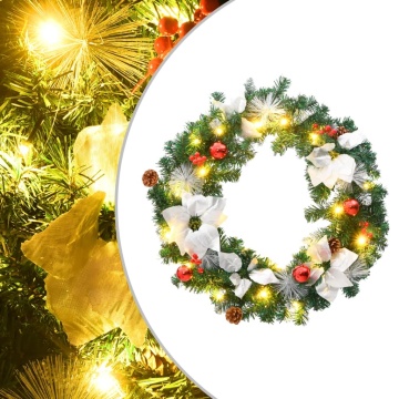 Coroniță de Crăciun cu becuri LED, verde, 60 cm, PVC - Img 1