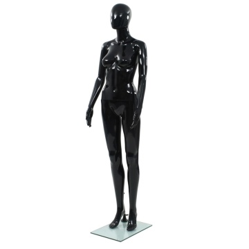 Corp manechin feminin, suport din sticlă, negru lucios, 175 cm - Img 1