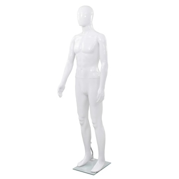 Corp manechin masculin, cu suport din sticlă, alb lucios 185 cm - Img 1