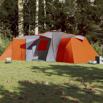Cort camping 12 pers. gri/portocaliu 840x720x200 cm tafta 185T - Img 3