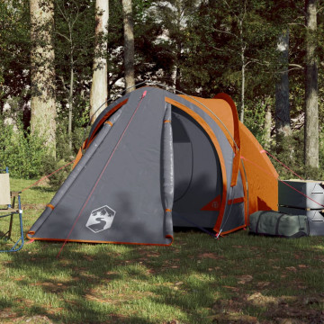 Cort camping 2 persoane gri/portocaliu 320x140x120cm tafta 185T - Img 3