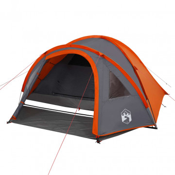 Cort camping 4 persoane gri/portocaliu 300x250x132cm tafta 185T - Img 4