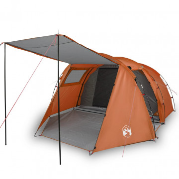 Cort camping 4 persoane gri/portocaliu 420x260x153cm tafta 185T - Img 2