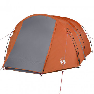Cort camping 4 persoane gri/portocaliu 420x260x153cm tafta 185T - Img 8