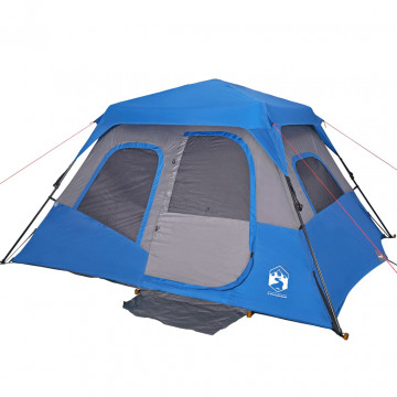 Cort camping 6 pers., albastru, impermeabil, configurare rapidă - Img 5