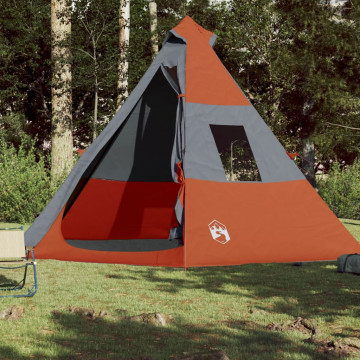 Cort camping 7 persoane gri/portocaliu 350x350x280cm tafta 185T - Img 3