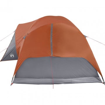Cort camping 8 persoane gri/portocaliu 360x430x195cm tafta 190T - Img 7