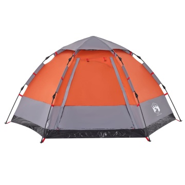 Cort camping cabană 4 persoane gri/portocaliu setare rapidă - Img 5