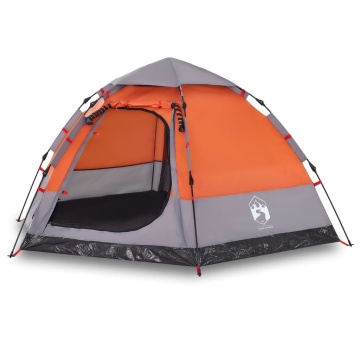 Cort camping cabană 4 persoane gri/portocaliu setare rapidă - Img 2