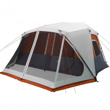 Cort camping cu LED pentru 10 persoane, gri deschis/portocaliu - Img 5