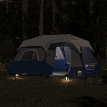 Cort camping cu lumină LED pentru 9 persoane, albastru deschis - Img 3