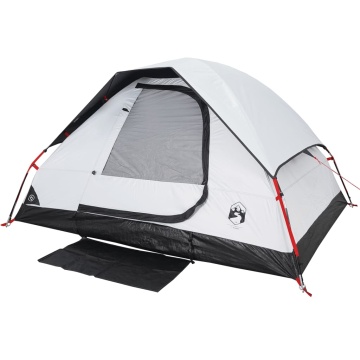 Cort camping cupolă 2 persoane alb, țesătură opacă, impermeabil - Img 4