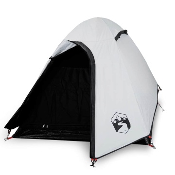 Cort camping cupolă 2 persoane alb, țesătură opacă, impermeabil - Img 2