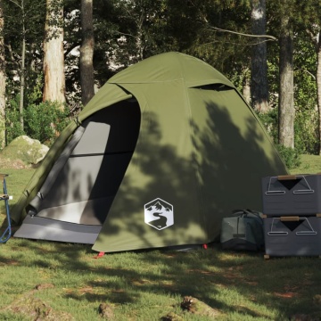 Cort camping cupolă 2 persoane verde măsliniu impermeabil - Img 1