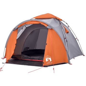 Cort camping cupolă 3 persoane, gri/portocaliu, setare rapidă - Img 4