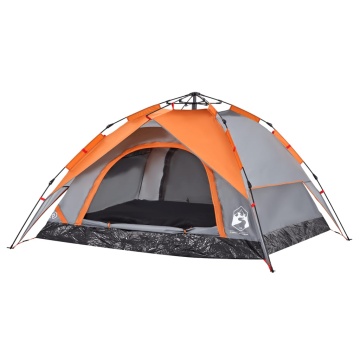 Cort camping cupolă 4 persoane, gri/portocaliu, setare rapidă - Img 8