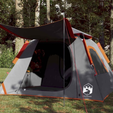 Cort camping cupolă 4 persoane, gri/portocaliu, setare rapidă - Img 1