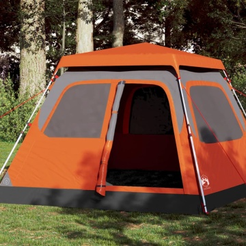 Cort camping cupolă 4 persoane, gri/portocaliu, setare rapidă - Img 1