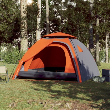 Cort camping cupolă 4 persoane, gri/portocaliu, setare rapidă - Img 3