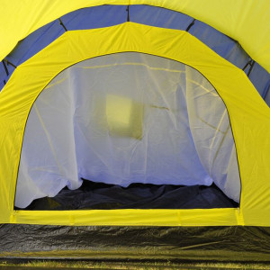 Cort camping material textil, 9 persoane, albastru și galben - Img 6