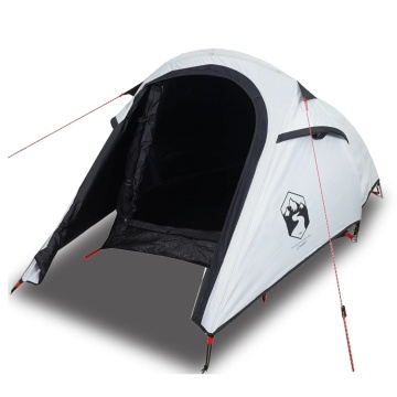 Cort camping tunel 2 persoane, alb, țesătură opacă, impermeabil - Img 4