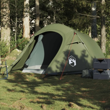 Cort camping tunel pentru 2 persoane verde măsliniu impermeabil - Img 1