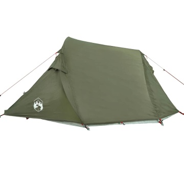 Cort camping tunel pentru 2 persoane verde măsliniu impermeabil - Img 7