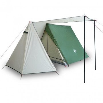 Cort de camping 3 persoane, verde, 465x220x170 cm, tafta 185T - Img 2
