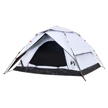 Cort de camping 4 persoane, alb opac, setare rapidă, țesătură - Img 4