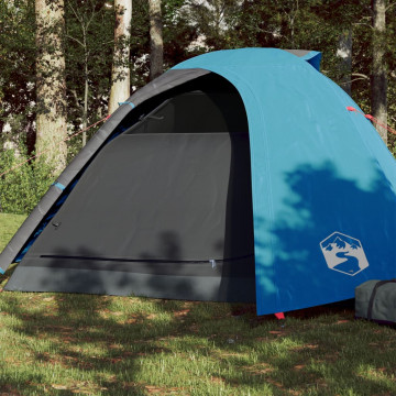 Cort de camping 4 persoane albastru, 267x272x145 cm, tafta 185T - Img 1