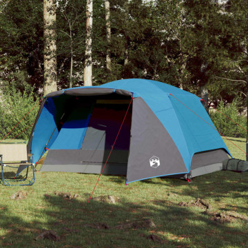 Cort de camping 6 persoane albastru, 412x370x190 cm, tafta 190T - Img 3