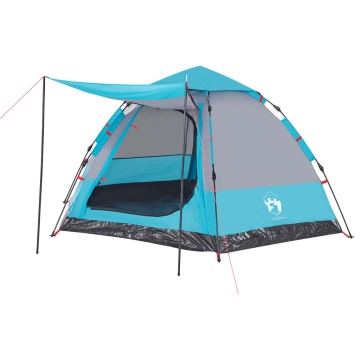 Cort de camping cabană 4 persoane albastru cu eliberare rapidă - Img 6