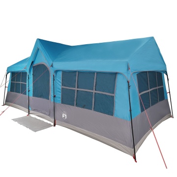 Cort de camping cu plasă albastră pentru 12 persoane, impermeabil - Img 2