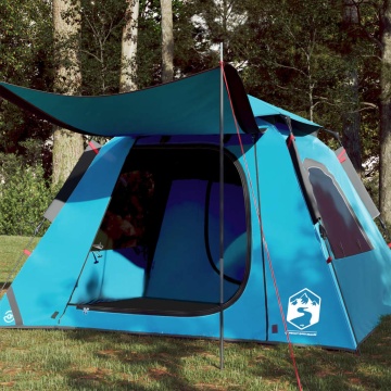 Cort de camping cupolă 4 persoane, setare rapidă, albastru - Img 1