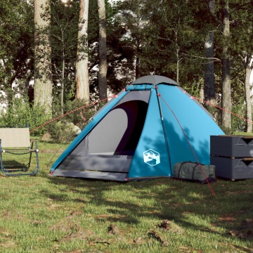 Cort de camping cupolă pentru 4 persoane, albastru, impermeabil - Img 3