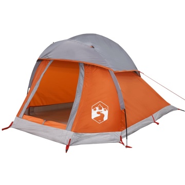 Cort de camping pentru 1 persoană, gri/portocaliu, impermeabil - Img 4