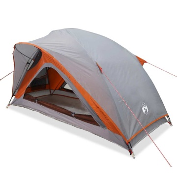 Cort de camping pentru 1 persoană, gri/portocaliu, impermeabil - Img 2