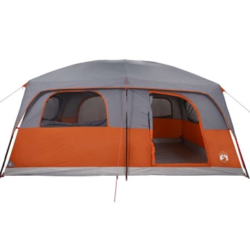 Cort de camping pentru 10 persoane, gri/portocaliu, impermeabil - Img 6