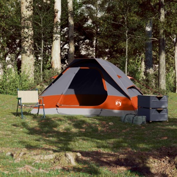 Cort de camping pentru 2 persoane, gri/portocaliu, impermeabil - Img 3