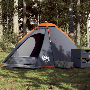 Cort de camping pentru 4 persoane, gri/portocaliu, impermeabil - Img 1