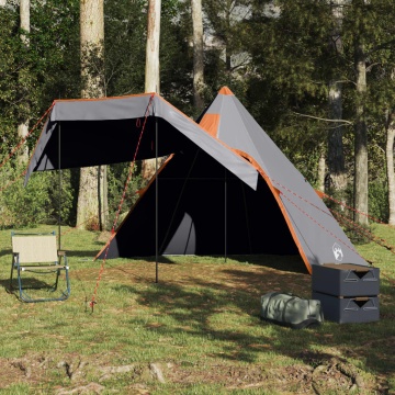 Cort de camping tipi pentru 5 persoană, gri, impermeabil - Img 4