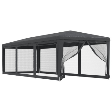 Cort de petrecere cu 8 pereți din plasă, antracit, 3x9 m, HDPE - Img 2