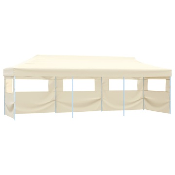 Cort de petrecere pliabil cu 5 pereți laterali, crem, 3 x 9 m - Img 1