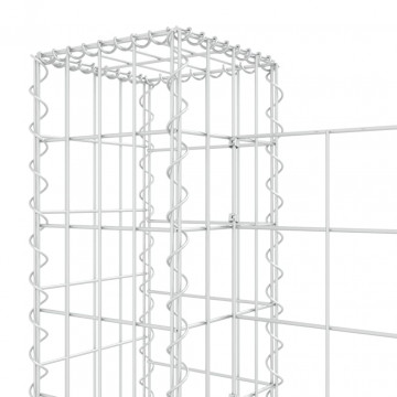Coș de gabion în formă de U cu 7 stâlpi, 740x20x100 cm, fier - Img 6